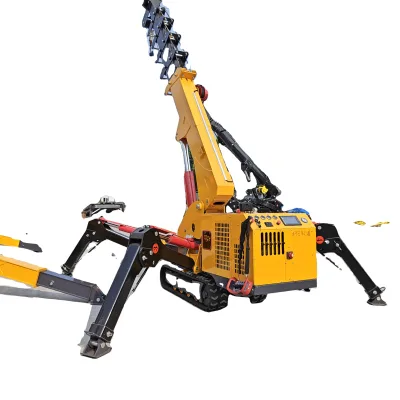 Compact Tracked Spider Crane Completes Glass Curtain Wall Hoisting on Rooftops and Complex Construction Sites