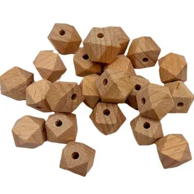 16mm Hex Beads Natural Unfinished Geometric Wood Beads Beech Wood Octagonal Beads