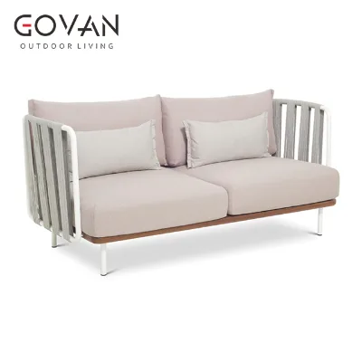Boreal Europe Style Hand-woven Rope Sofa Set Garden Belt Rope Furniture Sofa Aluminum Furniture Balcony Patio 2 Seater Sofa