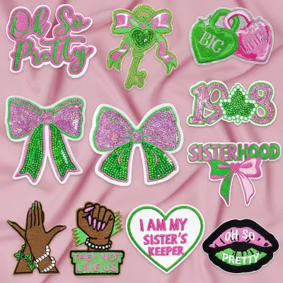 Small Size 3inches Glitter AKA Patches Iron on for Hats Bags Decoration Garment Accessories Sorority Embroidered Patches Delta