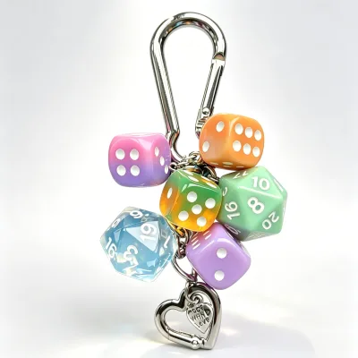Retro Creative Colorful Dice Keychain Fashion Bag Charms Y2K Diy Custom Dice Bag Charm Accessory