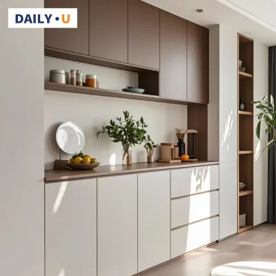 Custom Modular Expandable Wood Panel Set Customizable Sideboard for Kitchen & Dining Room Storage Bar Cabinets
