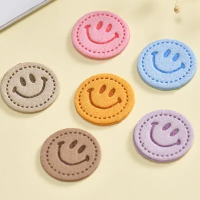 PU Leather Label Microfiber Embossed for Face Colorful Tags for Clothing Shoes Hats Accessories