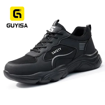 GUYISA New Arrival Steel Toe Safety Shoes Lightweight Anti-smash Anti-puncture Upper Microfiber Work Shoes for Men