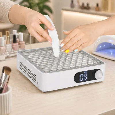 New Arrival 60W Nail Dust Collector 4000RPM Adjustable Speed Strong Suction Rechargeable Nail Vacuum Cleaner Metal Square