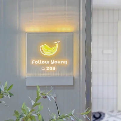 Customised Acrylic Luminous Door Sign Flowers Shop Good Looking Billboard Simple and Lovely Style Light Box