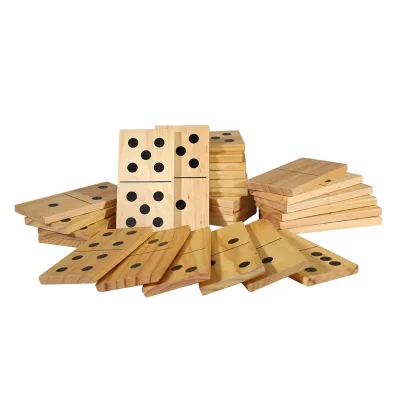 EASTOMMY ET-235083 Wooden Dominoes Set Dominoes Game Set Pine Wooden Storage Box Educational Toy 28PCS Black Dot Pattern