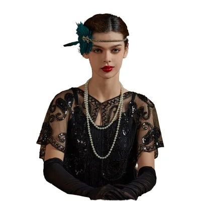 Most Popular Retro Colorful Headpieces Elegant Versatile Headdress Charming Feather Headband for Women Party Hair Accessories