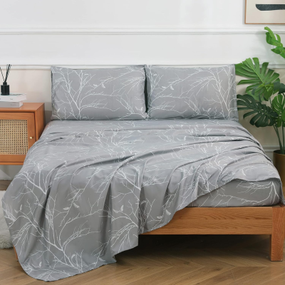 Soft Cooling Microfiber Printed Sheet Pillowcase Quilt Cover Set Print Pattern Sheet Set