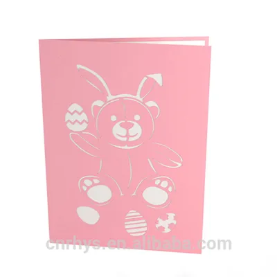 Wholesale Die Cutting pink 3D Greeting Card, 3D Wedding Postcards Wedding Invitation Paper Card