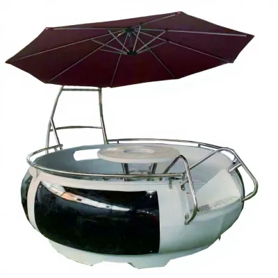 Germany Bbq Donut Boat with Canpoy for Sale Price Inflatable Bbq Donut Pontoon Boat Grill Bbq Lllpde Boat Mold