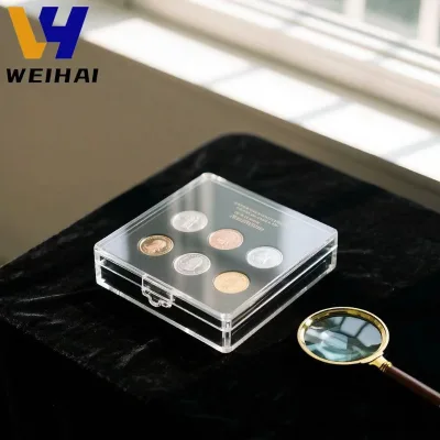 Coin Collection Display Case - Stackable Acrylic Organizer with Adjustable Dividers & Dustproof Seal