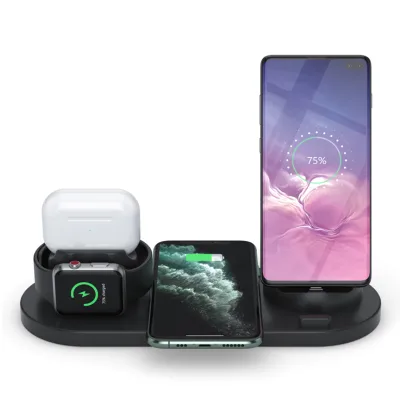 All in One Mobile Phone Charge Stand Fast Wireless Charging Station Portable Multifunction 6 in 1 Chargers for Cell Phone Watch