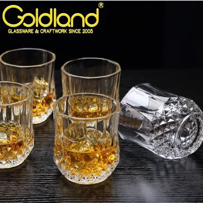Diamond cut whiskey glass lead-free crystal rock tumbler