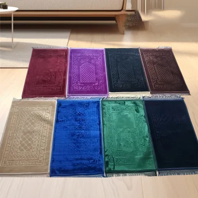 Nicro Factory Price Eid Mubarak Supplies Anti-slip Praying Rug Muslim Islamic Gift Custom Luxury Portable Ramadan Prayer Mat