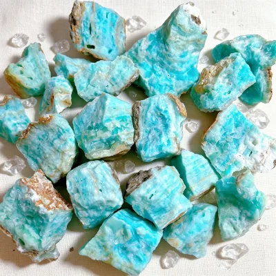 Wholesale Natural Raw Blue Hemimorphite Rough Stone Layered Sky Blue Aragonite Mineral Specimen