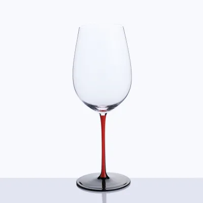 handmade Christmas red stem wine glasses black base colored stem wine goblet