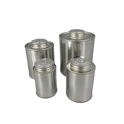 Hot Sale 237ml Glue Tin Can With Brush 8oz Metal Adhesive Can for Packing PVC Cement