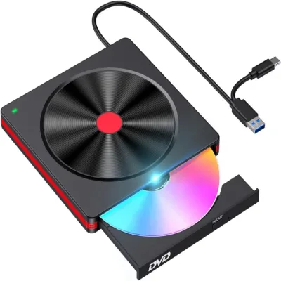 External Bluray Optical Drive Portable 2-in-1USB 3.0 Type-c BD/CD/DVD Burner Player Reader Drive for Laptop PC Windows 11/10Mac