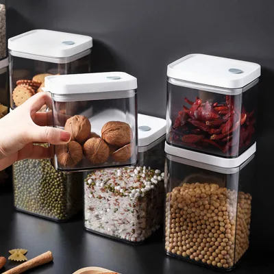 GP Classic Square Coffee Canister with Acrylic Reusable Plastic Stackable Airtight Multifunctional Food Storage