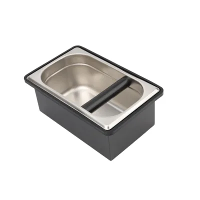 Sunmax FC-36 Espresso Dregs Container with Stand Eco-Friendly Stocked Coffee Shop Waste Bin Rectangular Stainless Steel Bucket