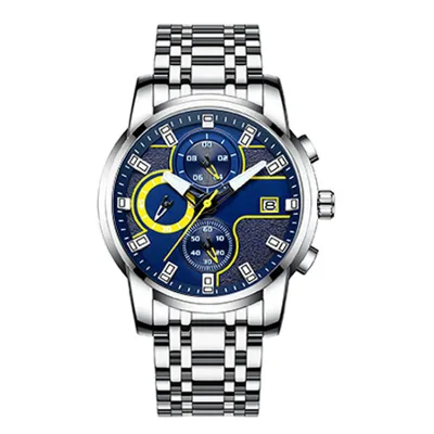 BESTPOWER AW014 Luxury Solid Steel Band Mens Luminous Hands With Calendar Three Eye Wrist Watches Brand