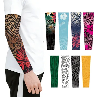 Custom Arm Sleeves OEM Sublimation Maori Tropical Design UV Protection Sports Sleeves Floral Hawaiian Polynesian Style Sleeves