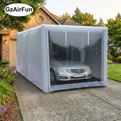 Foldable Inflatable Car Parking Tent, Inflatable Car Cover Shelter With Clear View Window for Villa Courtyard Outdoor Parking