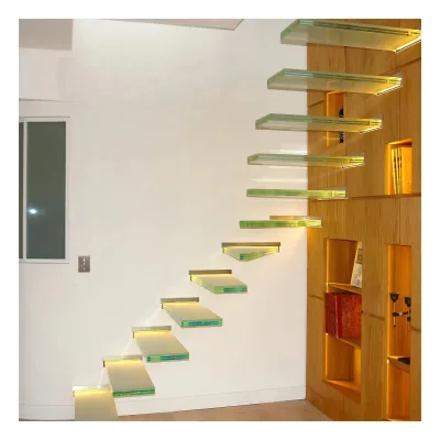 Home Renovations New Trend Custom Indoor Stairs Double Mono Beam Plate Beam Small Size Staircase Straight Stairs Foshan Factory