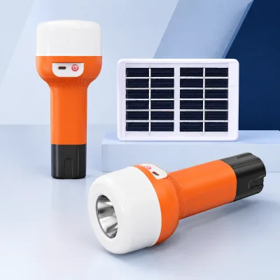 Solar Camping Lantern with Flashlight 2400mAh 21 LED Type-C Rechargeable Emergency Light with Solar Panel