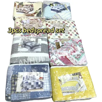 Super Soft 100% Cotton Flower Printing Quilt Sets 3 Pcs Bedspreads Coverlet Floral Red Flower Printed Pattern Quilts Bedding Set