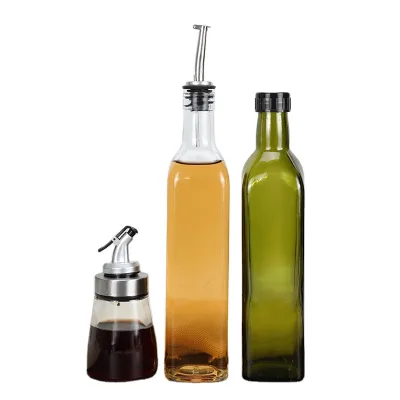 500ml Glass Oil and Vinegar Bottle Olive Oil Dispenser with Stainless Steel Nozzle for Kitchen