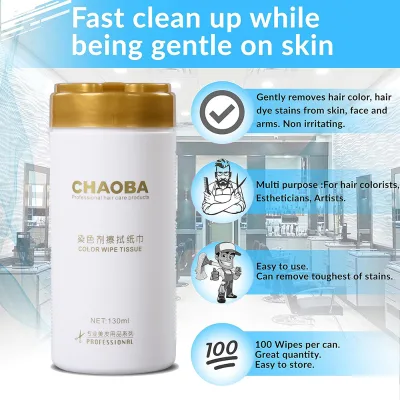 CHAOBA Hair Color Remover Wipes for Skin and Dyed Hair, Gentle on Skin Pleasant Scent - Wipes Dispenser of 100 Count