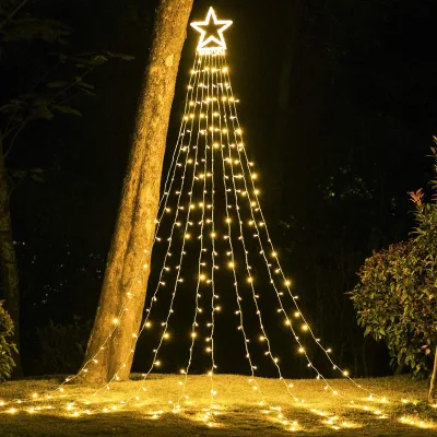 YN Starlight 11.48FT 350 LED Christmas Tree Toppers Lights 8 Memory Modes IP44 Rated Outdoor Holiday Decoration New Year Easy