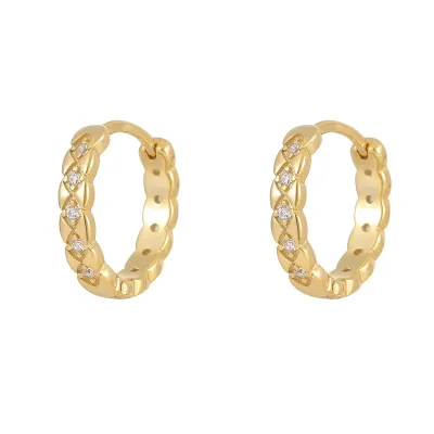Gold Plated Custom Sterling Silver Cz Crystal Mini Hoop Earrings