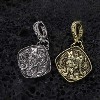 Wowei Chinese Feng Shui Goddess of Wealth Zakiram Pendant Silver Necklace for Fortune and Wealth Jewelry
