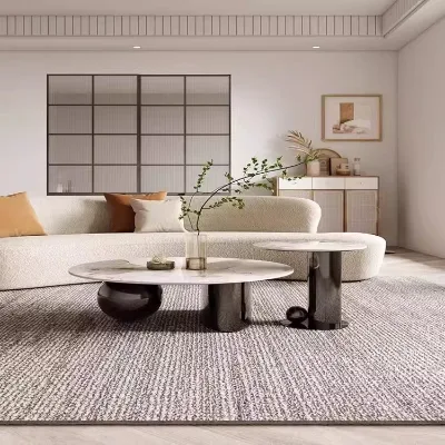 Round Light Luxury Modern Marble Wabi-Sabi Black Tea Table for Small Apartment Home Furniture Designer New
