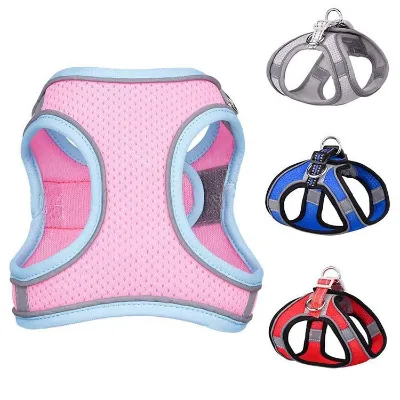 Soft Mesh Escape Proof Cat and Dog Vest Mesh Breathable Summer Dog Harness Large Dog Reflective Chest Harness Vest and Leash Set