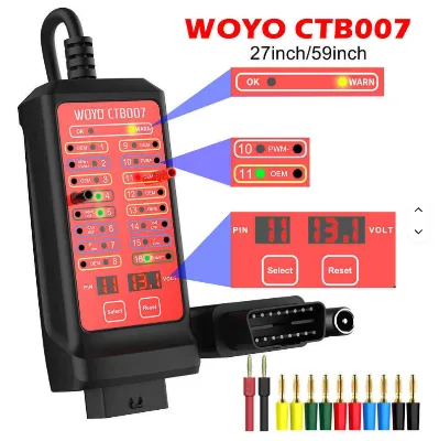WOYO CTB007 12V OBD2 Breakout Box CAN Tester Analyzer with Digital Display Black 27/59in Cable for Automotive Diagnostic Tool