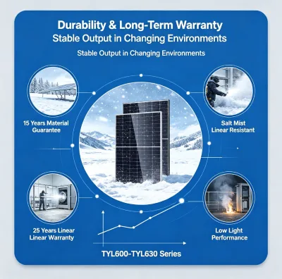 630W Tier 1 Mono Solar PV Module Black Frame Double Glass 210mm Half Cell 23.2% Efficiency Rooftop Home Solar System