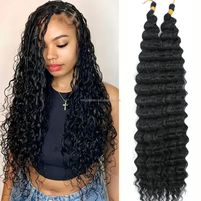 30-Inch Long Wavy Deep Wave Crochet Hair with Ombre Blonde Curly Hair Extension Body Wave Crochet Hair