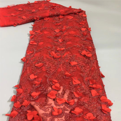 DELACE 3d Flower Cluster Beaded Pearls Lace Fancy Dress Lace Colorful Fashion Lace High Quality Party Dress Fabric