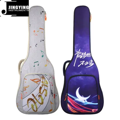 2022 Jingying Music Guitar Accessories,Manufacturer Wholesaler Color Cartoon Pattern 41 Inch Folk Guitar Bags