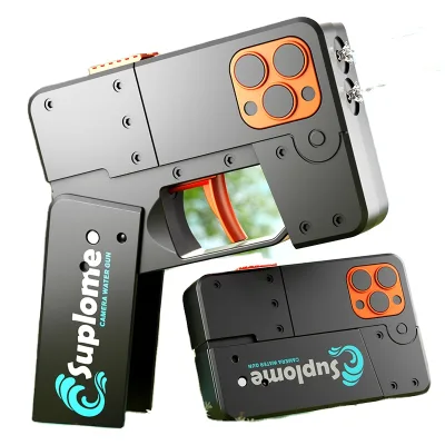 Newest Phone Shaped Foldable Toy Water Gun Foldable Pistol Mini Ejection Pocket Toy Gun