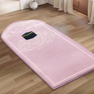 Wholesale Solid-Color Ethnic-Style Prayer Mats for Home Use Durable Stain-Resistant Sponge-Printed Prayer Rugs