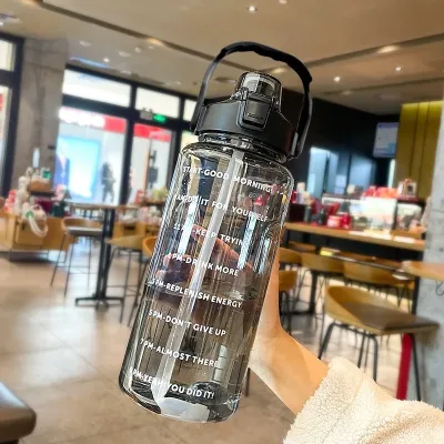 2l Large Water Bottle Portable Plastic Straw Travel Bottle Sports Fitness Cup High Value Big Cup Adult Universal Water Bottle