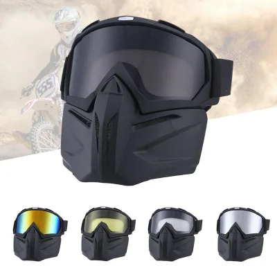 TPU Frame PC Lenses Cycling UTV Ski Off Road Motocross Riding Race Detachable Windproof Motorcycle Face Mask Goggles