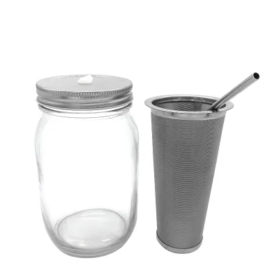 Mesh Coffee Filter for Wide Mouth Mason Canning Jar Iced Tea Maker Home and Work Brewing Equipment