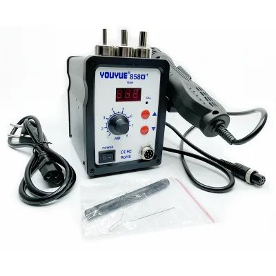 Adjustable 700W Electric Digital Display Hot Air Gun Repair Station 858D+ Handheld Feed 3 Nozzle 220V Welding Platform