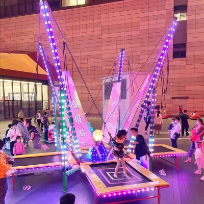 Joy2fun Colorful LED Commercial Bungee Trampoline for Family Entertainment Centers